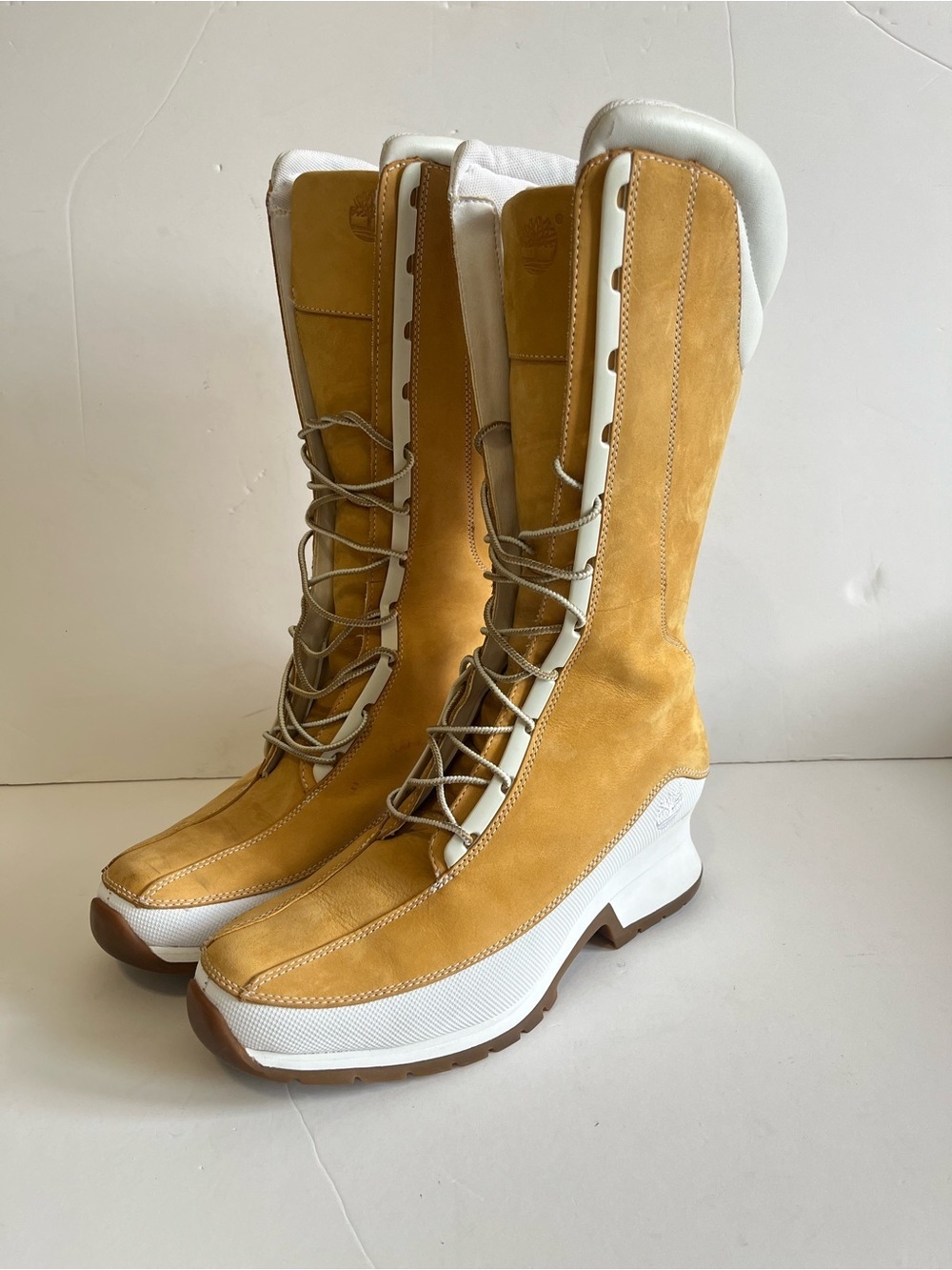 Timberland Euro Dub Spin Nubuck Leather Tall Wedge Boots 9 Medium